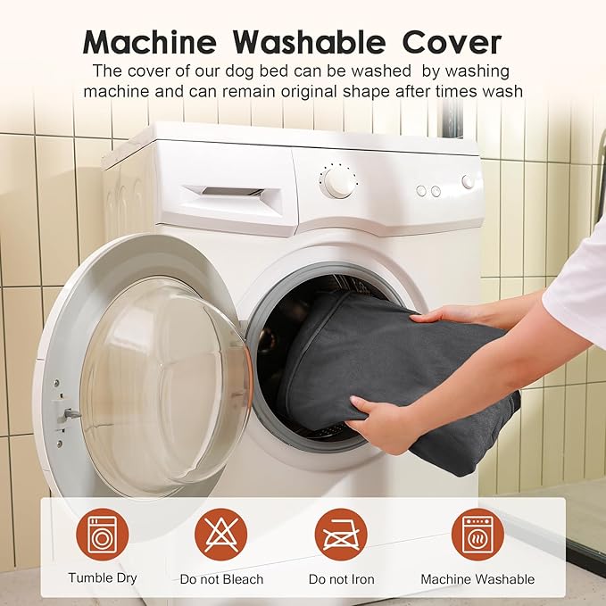 Chew Proof Dog Bed, 3" Memory Foam Dog Bed for Medium and Large Dogs, Removable and Washable Microsuede Cover, Waterproof Liner, Nonskid Bottom, 36x27 Inches L Dark Grey