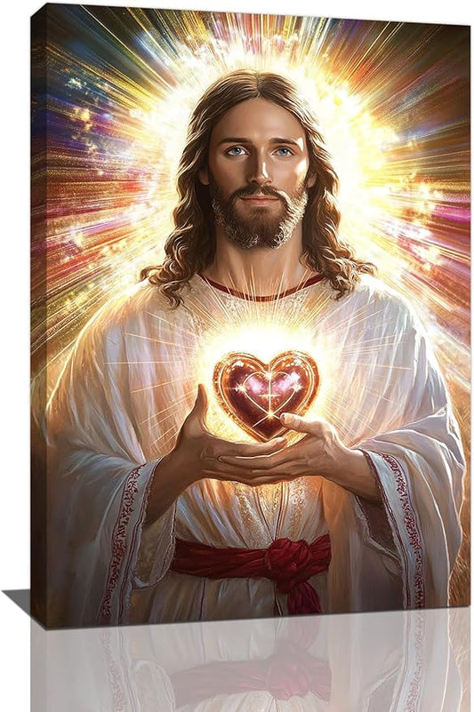 Christian Jesus Wall Art Religion Canvas Wall Decor Prints Framed Painting Jesus Pictures Gifts Artwork for Bathroom Living Dining Church 16"x24"