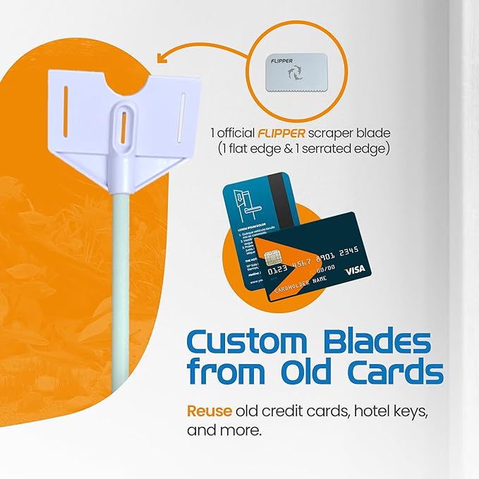 FL!PPER Flipper Platinum Aquarium Algae Scraper | Glass & Acrylic Tank Cleaner with Serrated Blade for Efficient Aquarium Maintenance (28” Rigid Shaft)