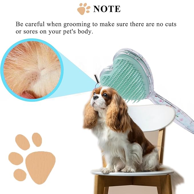 Small Dog Brush, Soft Dog Grooming Comb for Shih Tzus, Yorkies, Maltipoos, Maltese, Love Shape Puppy Massaging Pet Hair Brush, Cat Brush, for Small Dogs Cats of All Hair Types (Sky Blue)