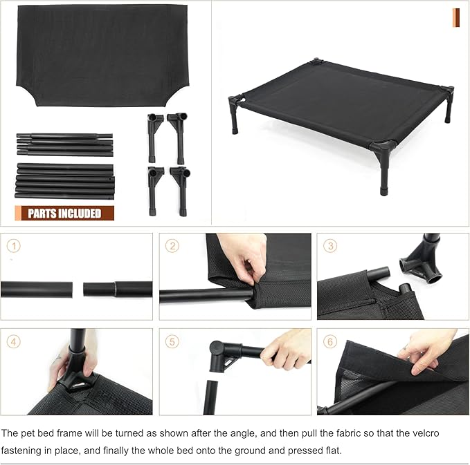 Elevated Dog Bed for Medium Dogs, Raised Cot Fits Up to 150 LBs, Heavy Duty With Durable Supportive Teslin Recyclable Washable Mesh, Indoor & Outdoor Use, Green