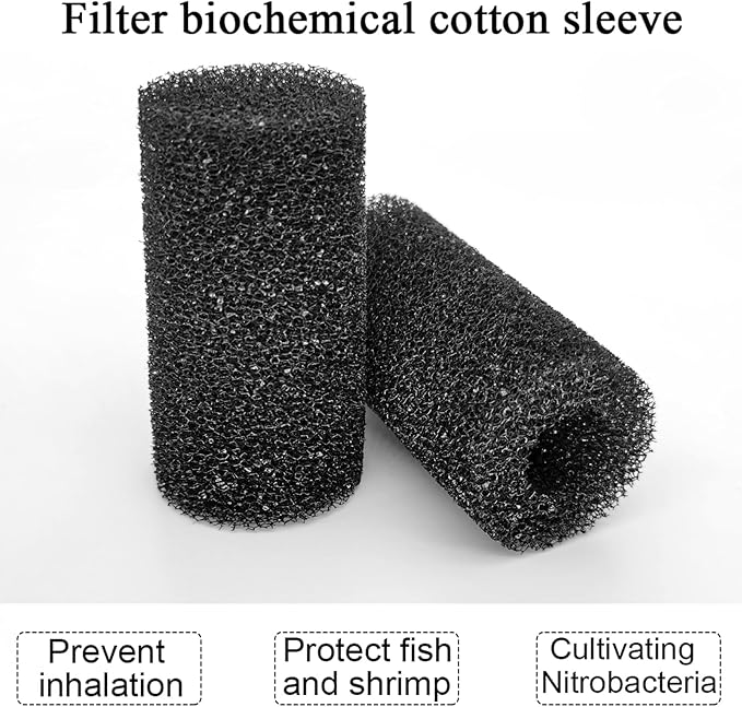 6X Pre-Filter Sponge for Aquarium Shrimp Fry Fish Tank Filter Pump Prefilter Sponge Replacement Foam Cover 3.2 X 1.6 Inch with 0.8" Hole Diameter