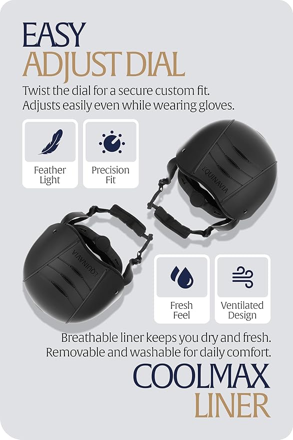 Equinavia Gardian Riding Helmet - Lightweight, Low-Profile Design with Airflow Vents, Easy-Adjust Dial, Removable Coolmax® Liner, ASTM F1163-23/SEI Certified