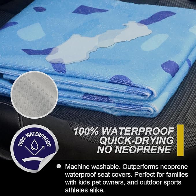 Back Seat Cover for Car Trucks Van SUV,Waterproof Rear Bench Towel Seat Covers for Dogs and Kids,Automotive Backseat Protector (Blue Marbling)