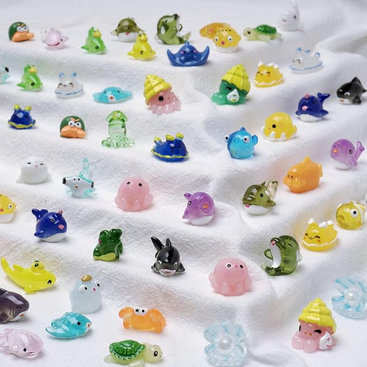 36 Types Ocean Mini Resin Animals, Plastic Tiny Animals for Hidding, Miniature Animals Figures for Seaside Crafts, Dollhouse, Terrariums, Shadowboxes, Birthday Cake Decor