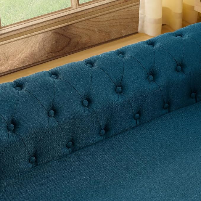 Dog Sofa Couch for Medium to Large Dogs, 55" Memory Foam Pet Sofa Couch with Washable Fabric, Durable Elevated Dog Bed with Legs, Removable Cushion for Medium and Large Dogs, Blue