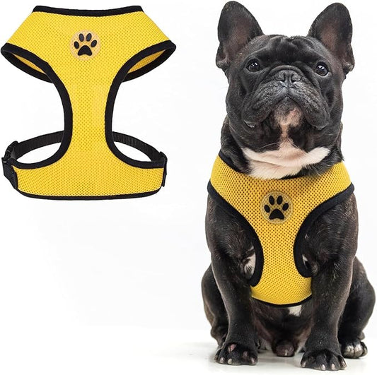 BINGPET No Pull Dog Harness,Soft Mesh Breathable All Weather Vest Harness,Safety Protection Design Durable Adjustable Step-in Easy Walk Dog Harness for Small Medium Large Dogs(Yellow,L)