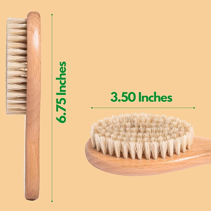 GranNaturals Boar Bristle Soft Cat Brush for Indoor, Outdoor, Short Haired Cats, Kittens, Small Dog, Rabbit, Furry Pets - Gentle Grooming on Sensitive Hair Coat & Tail with Durable Wooden Handle