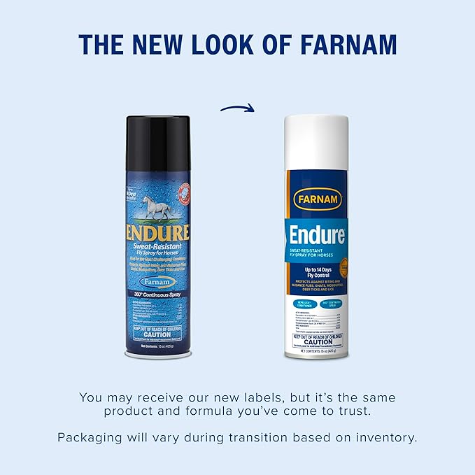 Farnam Endure Sweat-Resistant Fly Spray for Horses, Protects Against Lyme Disease, 15 oz
