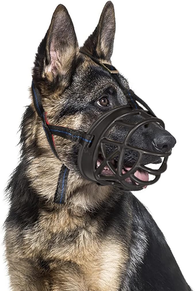Dog Muzzle Breathable Basket Muzzles for Large and X-Large Dogs, Stop Biting, Barking and Chewing, Best for Aggressive Dogs Black Brown (Black Rubber, XL)