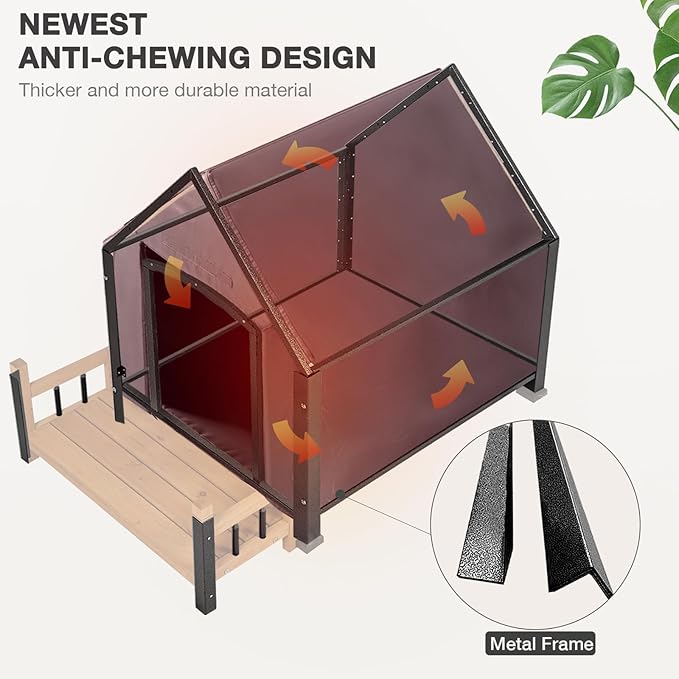 Dog House Outdoor, Weatherproof Wooden Dog Kennel Indoor for Small Medium Large Dogs, 50.87" L Insulated Large Dog Shelter for Winter