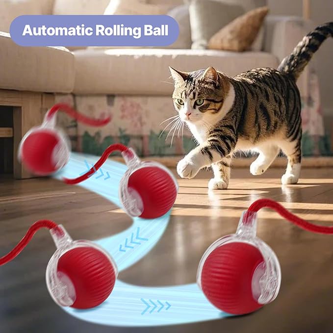 Cat Toys for Indoor Cats-7 Pieces Emrichment with Speedy Tail Moving Ball,Chirping Bird,Silvervine Sticks,Chew Rope,2 Cat Ball Toy,Hanging Caterpillar,Interactive Cat Toys for Bored Indoor Adult Cats