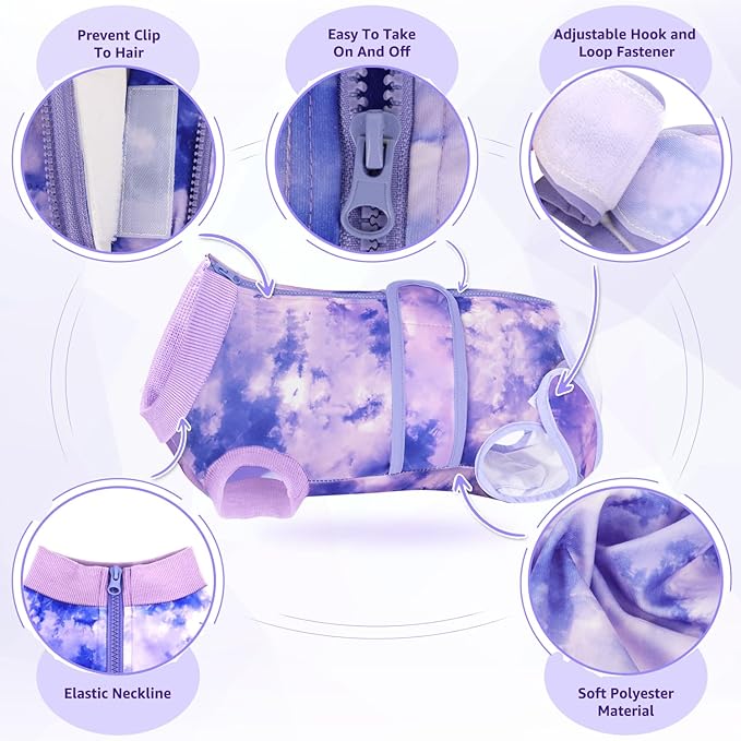 Lukovee Recovery Suit for Dogs, Zipper On Recovery Suit for Female Male Dog, Onesie Abdominal Wounds Cone E-Collar Alternative Prevent Licking Spay Recovery Suit (XX-Large, Purple Tie-dye)