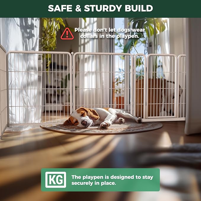 FXW Homeplus Unleashed Indoor Dog Playpen - Stress-Free and Safe Play, Heavy Duty 32 Inch 16 Wire Panels Dog Pen for Small and Medium Dogs, White│Patented