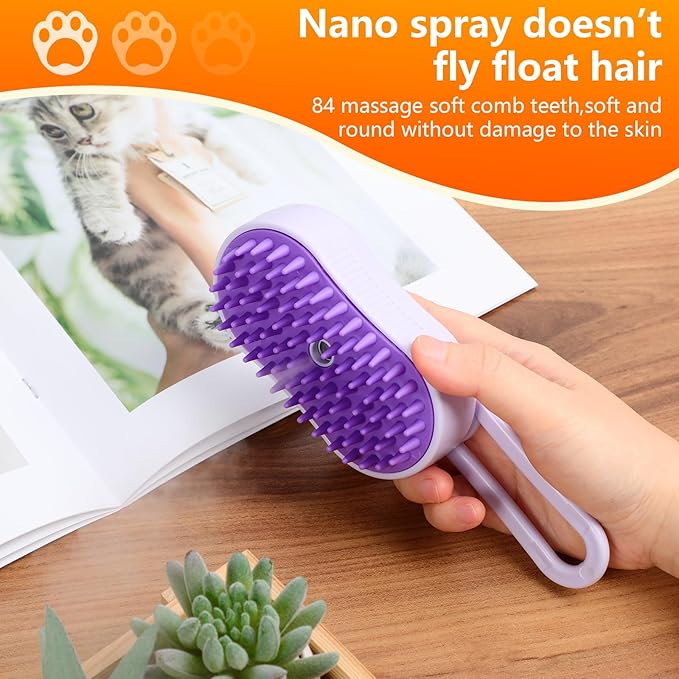 4 in 1 Cat Steam Brush for Shedding, Rechargeable Pet Steam Groomer Brush, Massage, Cleaning, Shedding & Combing Multifunctional Hair Removal Comb for Cats Dogs (White)