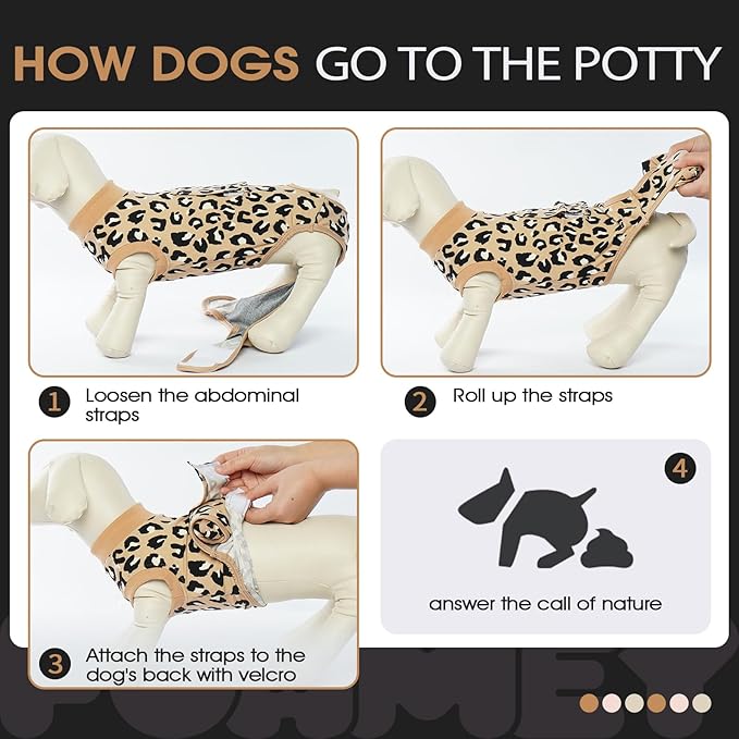 FUAMEY Recovery Suit for Dogs After Surgery,Soft Breathable Dog Bodysuit E-Collar & Cone Alternative Surgical Suit,Male Female Dog Neuter Spay Suits Anti Licking Wounds Onesie Brown Leopard L