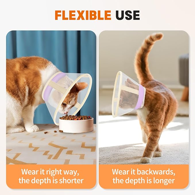Cat Cone Collar Soft- Adjustable Comfortable Air Mesh Recovery Cone After Surgery to Stop Licking and Scratch, Alternative to Plastic Elizabethan Collar for Cat, Whiskers Freedom (Purple, XS)