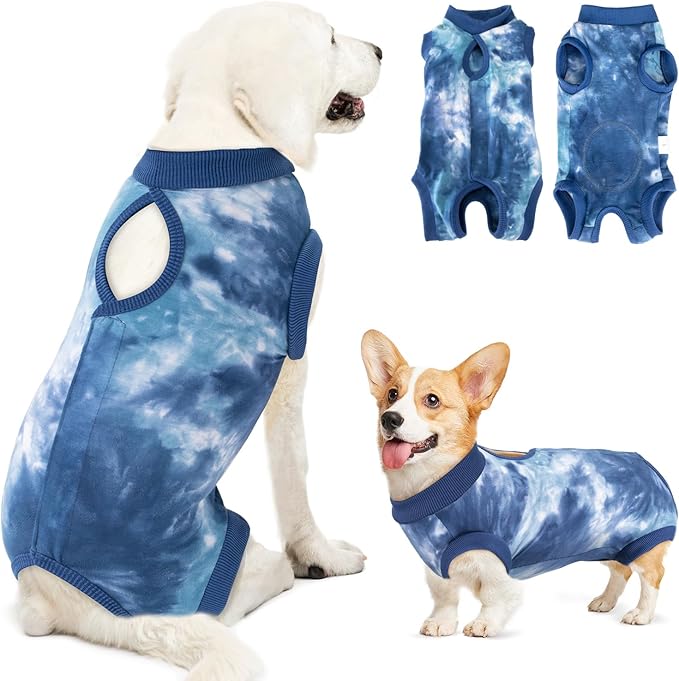 Lukovee Recovery Suit for Dogs, Onesie Surgery Recovery Suit for Female Male Dogs, Abdominal Wounds Cone E-Collar Alternative Prevent Licking Spay Recovery Suit (TBL,XL)