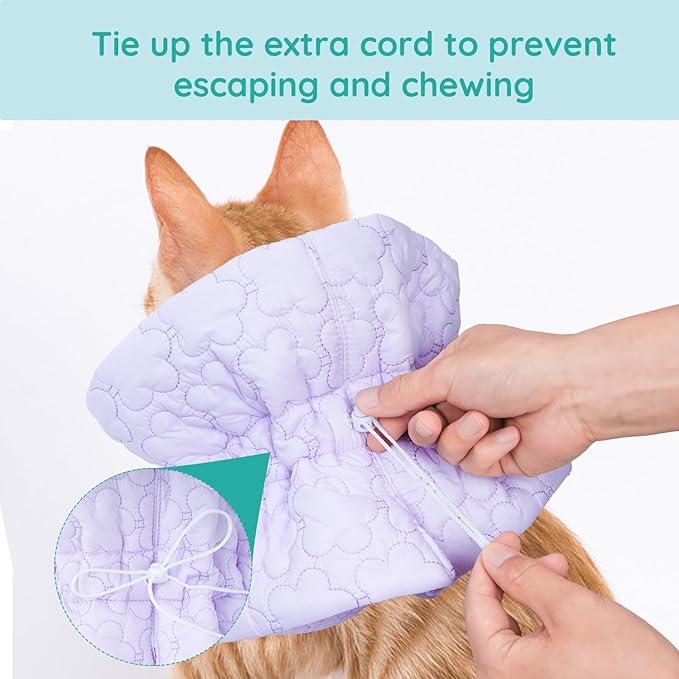Cat Recovery Collar, Soft Adjustable Cat Cone Alternative, Lightweight Waterproof Fasteners Collars for Cats Kittens Puppies, After Surgery Stop Licking and Daily Use (Purple, M(Neck7.9-13.8"))