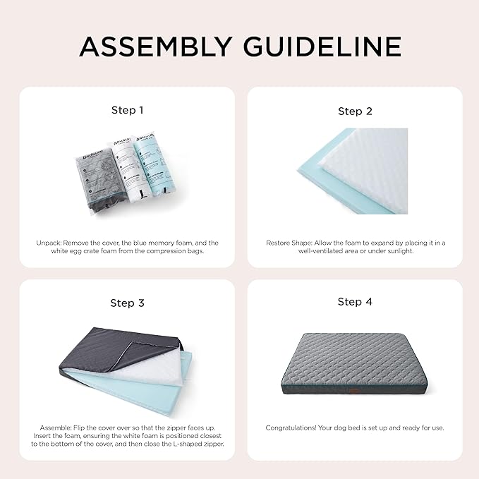 Bedsure Orthopedic Dog Bed for Extra Large Dogs and Crate - Thick Memory Foam Pet Mattress with Removable Washable Cover and Egg Crate Foam, Suitable for Pet Up to 100 lbs, XL 41x29x4 Inches, Black