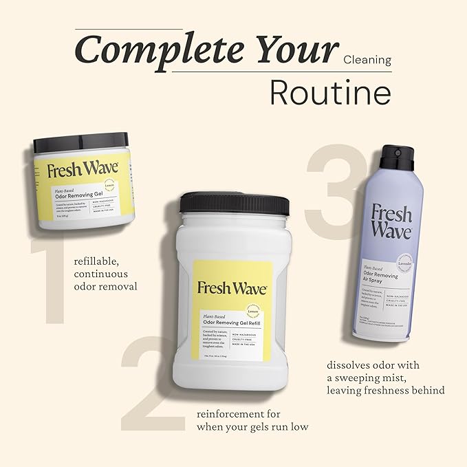 Fresh Wave Lemon Odor Removing Gel, 15 oz., Pack of 2 - Safer Odor Absorbers for Home, Natural Plant-Based Odor Eliminator, Every 15 oz. lasts 30-60 Days, For Cooking, Trash & Pets