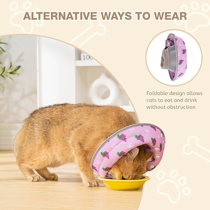 Avont Cat Cone Collar Soft to Stop Licking, Adjustable Foldable Lightweight Kitten Recovery Collar After Surgery for Small Dogs, Elizabeth Cone of Shame Alternative -Grape(M)