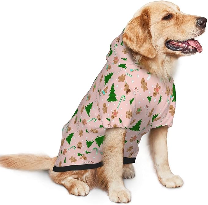 Christmas Gingerbread Men Hoodie,Christmas Cosplay Dog Clothes with Pocket and Hat Winter Clothes Sweaters XXX-Large