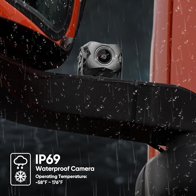 4-Channel 1080P Backup Camera for Truck/RV/Semi Trailer/Van/Cars 10.2inch Touch Monitor with DVR Recording/Playback/Bluetooth/FM Radio/Music/Video Player