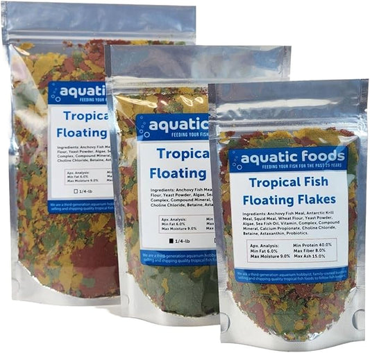 Aquatic Foods Inc. Tropical Fish Flakes, Mix of Krill, Color Enhancing, Spirulina Flakes for Cichlids, Angels, Tetras, Guppies, All Tropical Fish...WL…5-lbs Poly Bag