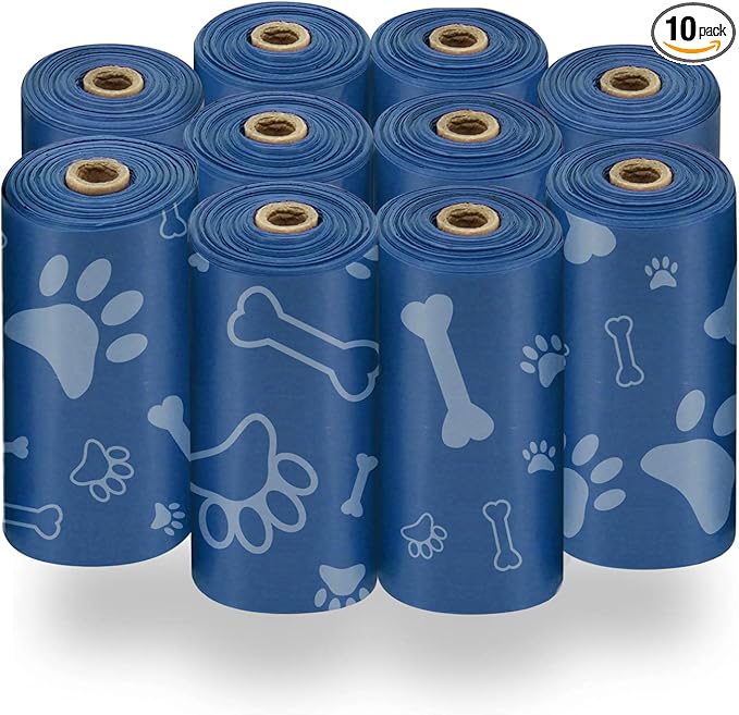 Best Pet Supplies Dog Poop Bags (150 Bags) for Waste Refuse Cleanup, Doggy Roll Replacements for Outdoor Puppy Walking and Travel, Leak Proof and Tear Resistant, Thick Plastic - Royal Blue