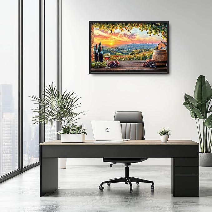Large Sunrise Landscape Wall Art for Living Room, Sunset Scenery Canvas Oversized Wall Decor for Dining Room, Aesthetics Framed Pictures Painting Print Artwork for Bedroom Office 36L" x 24W"
