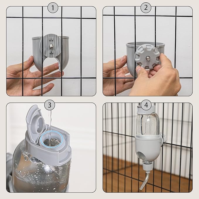 Pet Water Bottle for Cage Crate 17oz Non-Drip Water Dispenser for Small Animal Rabbit Bunny Guinea Pig Chinchilla Ferret Squirrel Hedgehog (Blue, 17oz)