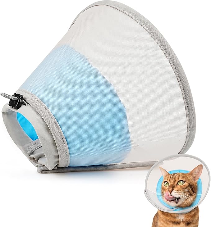 Cat Cone Collar Soft: Comfortable Waterproof Mesh Recovery Cone After Surgery to Stop Licking and Scratch, Alternative to Plastic Elizabeth Head/Neck Cone for Large Cats and Small Dogs