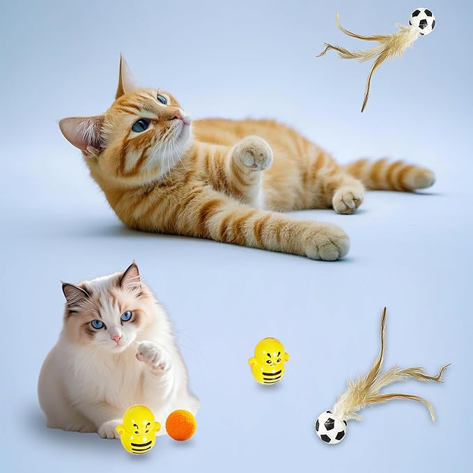 21-Piece Cat Toys Set, Interactive Tunnel, Balls, Mice, Feather Wands, Catnip Toys(Rainbow Cat Tunnel)