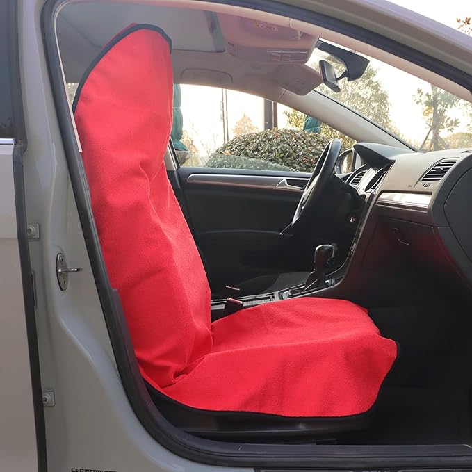 Car Seat Cover Protector Front Seats,for Gym Workout,Running,Swimming,Beach and Hiking,Waterproof Sweat Towel Bucket Seat Covers for Cars SUV Trucks (Red, 2Pcs)
