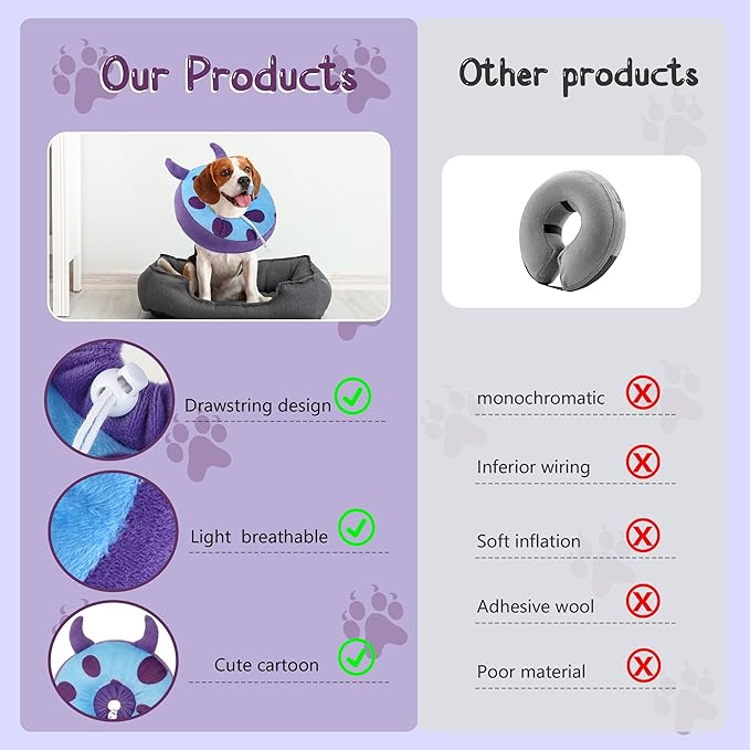 Adjustable Cat Collar Soft to Stop Licking After Surgery for Kitten, Alternative to Cone of Shame, Donut Cone for Cats, Pet Elizabethan Collar (Monster, Small)