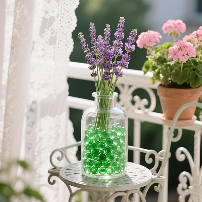 2.16LB Glass Beads Vase Filler Aquarium Gravel Decor Flat Glass Marbles Gems Pebbles Fish Tank Rocks Home Decorative Art Craft - Green