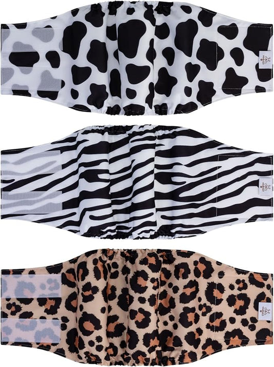 CuteBone Dog Diapers Male Washable Belly Band for Male Dogs Wraps 3pcs a Pack DM39M