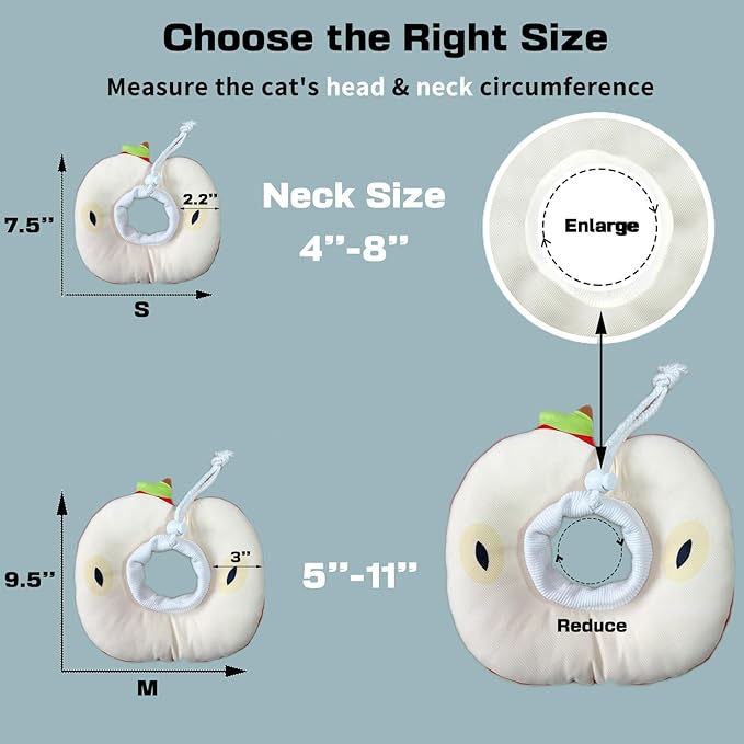 Cat Cone Collar Soft Kitten Donut, Cat Cones to Stop Licking After Surgery and Scratching, Waterproof Elizabethan e Collar for Cats After Neuter, Adjustable Comfy Cats Neck Cone Pillow for Kitty