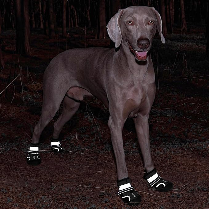 Dog Shoes for Large Dogs, Medium Dog Boots Paw Protectors for Winter Snowy Day, Summer Hot Pavement, Waterproof in Rainy Weather, Outdoor Walking, Indoor Hardfloors Anti Slip Sole (Black5#)