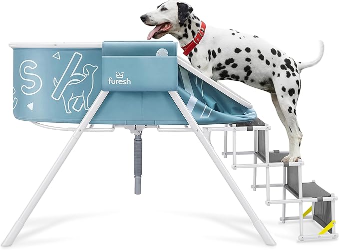 Big Dipper Dog Bath Tub with Stairs, Elevated Portable Foldable Wash Station with Steps for Bathing, Shower and Grooming, Indoor, Outdoor, for Medium to Large Size Dogs