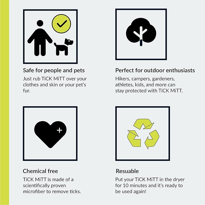 Blue Protective Glove for Tick Removal from Pets & Humans - Easy, Gentle, Chemical-Free Tick Handling - Portable & Durable for Outdoor Adventures