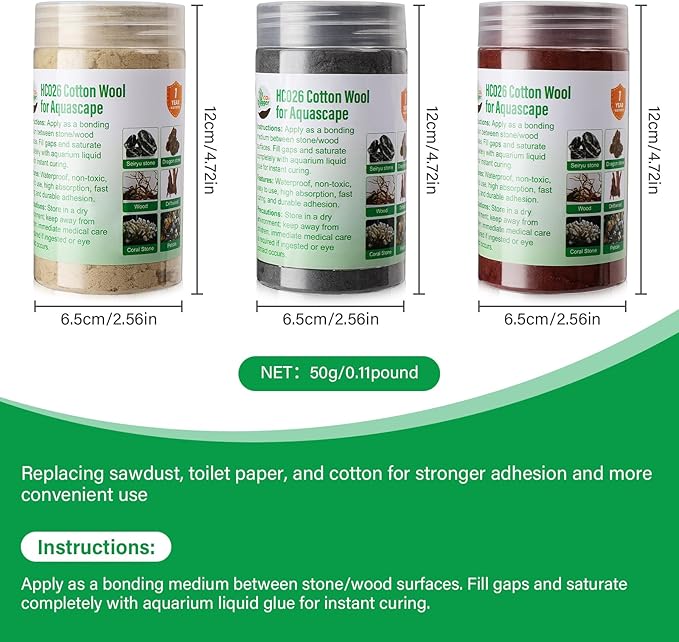 Cotton Wool for Aquascape- Gap Filler Cotton for Rocks & Wood | Aquarium Safe Bonding Material | Secure Adhesive Helper (Light Yellow(Dragon Stone Color))