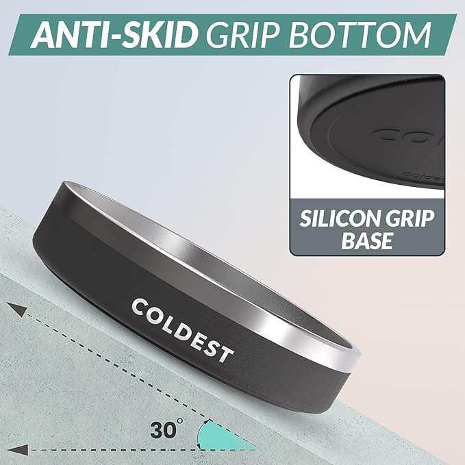 Coldest Dog Bowl - Anti Rust Metal, Non Slip, 3 Layers Insulated Stainless Steel Dog Bowls - Spill Proof & Heavy Duty - Water Bowl for Dogs, Cats & Pets, Dish Washer Safe (21 oz, Stealth Black)