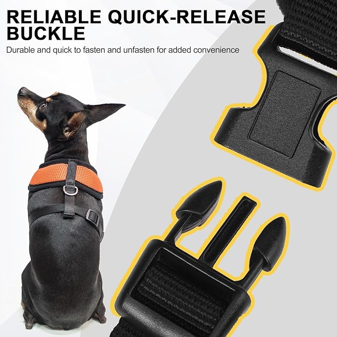 BINGPET No Pull Dog Harness,Soft Mesh Breathable All Weather Vest Harness,Safety Protection Design Durable Adjustable Step-in Easy Walk Dog Harness for Small Medium Large Dogs(Orange,XS)