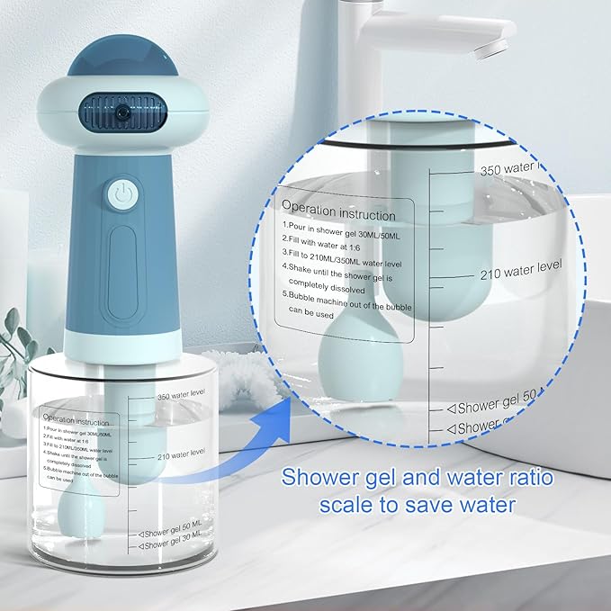 Dog Shampoo Dispenser, UFO Dog Shampoo Sprayer, Electric Foaming Shampoo Dispenser for Dog and Cat Washing, for Bathtub, Kitchen Sink, Bathroom Cleaning, Blue