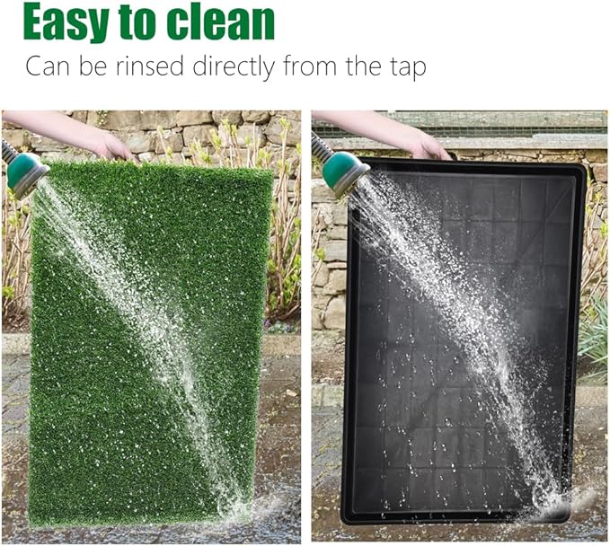 Artificial Grass Dog Grass Pad with Tray, Reusable Pet Urinal Pads for Training, 4 Layers Washable Bathroom Balcony Indoor Dog Potty (L-20×30")