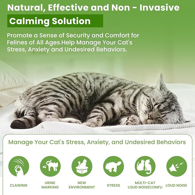 Calming Diffuser Kit for Cat, Cat Pheromone Calming Diffuser Starter Helps Ruduce Anxious, Anti-Stress & Comforts Cats (2 Diffuser + 6 Refills)