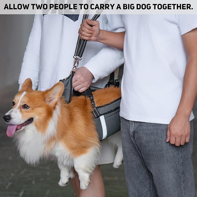 COODEO Mobility Dog Lift Harness, Emergency Carry Sling, Pet Rear Leg Support Rehabilitation Lifts Vest, Dog Carrier for Senior Dogs Joint Injuries, Arthritis (Military Green, L)