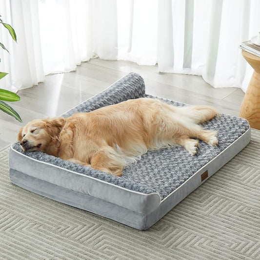 BFPETHOME Orthopedic Dog Beds for Extra Large Dogs, Waterproof Sofa XXL Dog Bed with Sides, Non-Slip Bottom and Egg-Crate Foam Big Pet Couch Bed with Washable Removable Cover,Pet Bed for Large Dogs